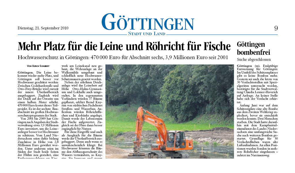 Leine-Ufer Hochwasserschutz Göttingen